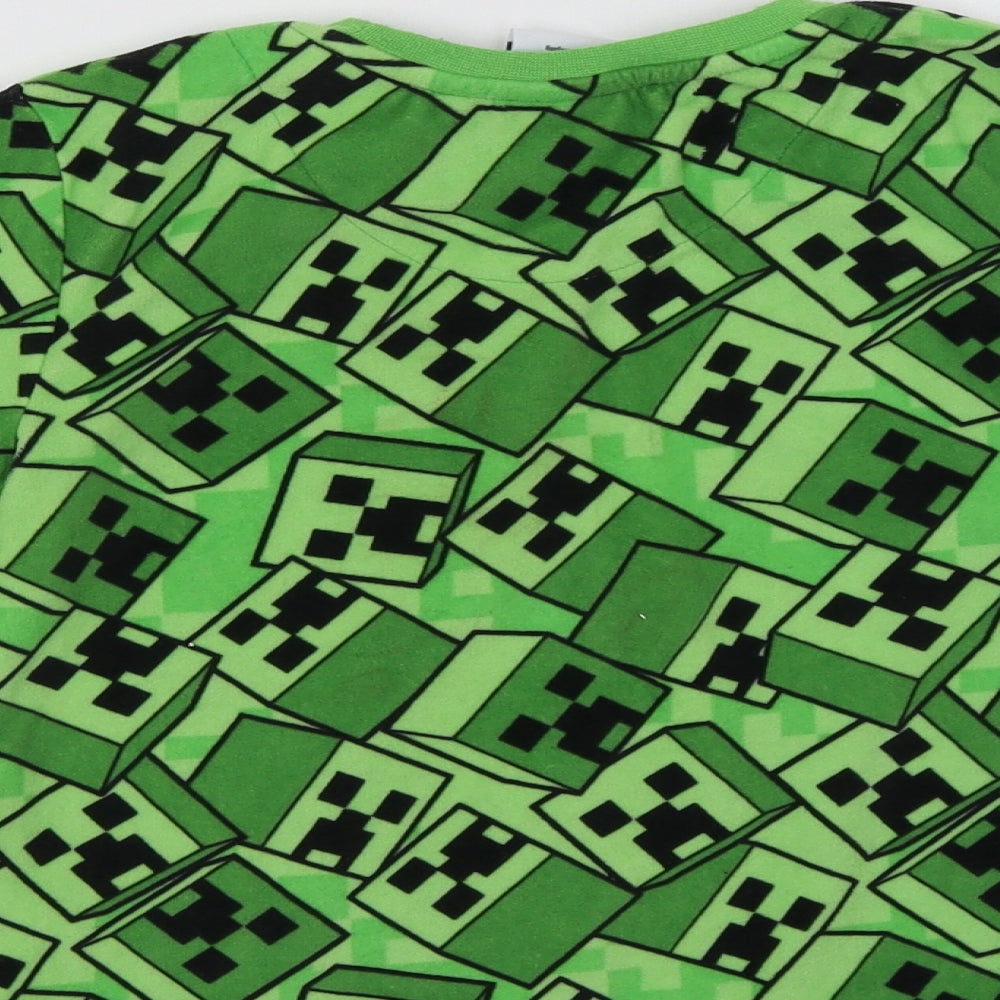 Primark Boys Green Geometric   Pyjama Top Size 5-6 Years  - Minecraft