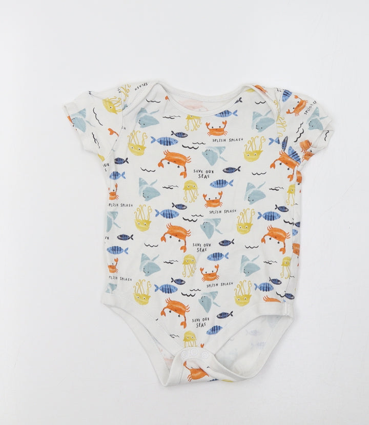 F&F Girls White Geometric Romper One-Piece Size 2-3 Years