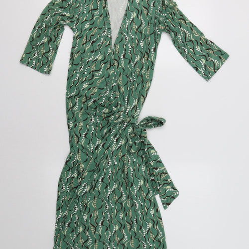 Sticky Fingers Womens Green Geometric  Wrap Dress  Size M