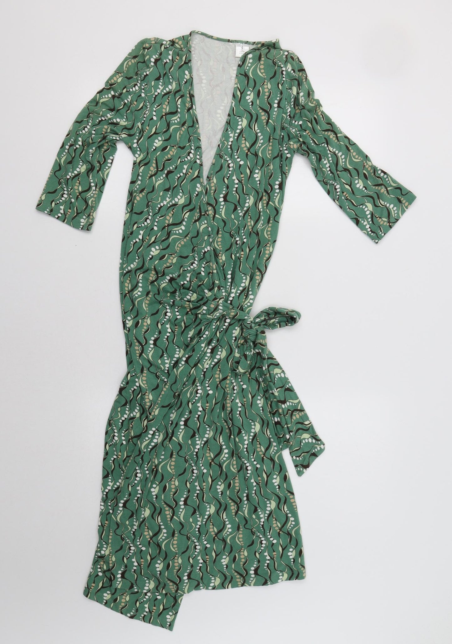 Sticky Fingers Womens Green Geometric  Wrap Dress  Size M