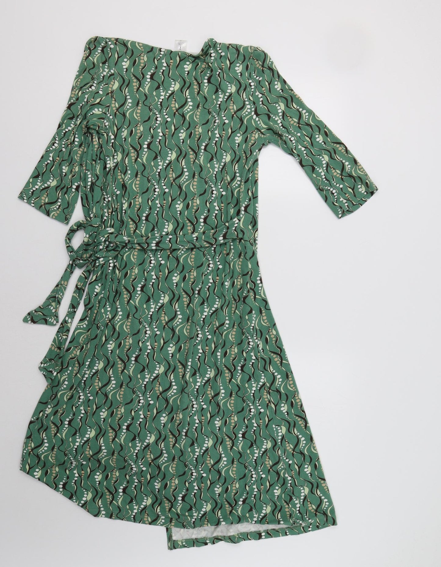 Sticky Fingers Womens Green Geometric  Wrap Dress  Size M