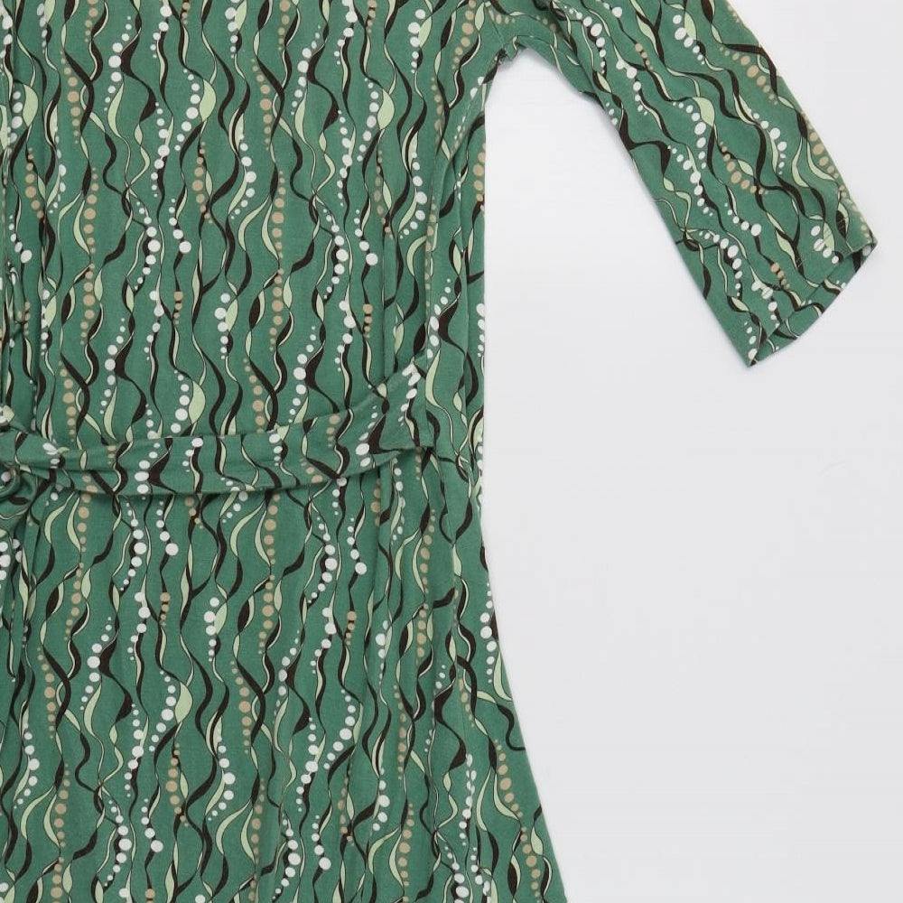 Sticky Fingers Womens Green Geometric  Wrap Dress  Size M