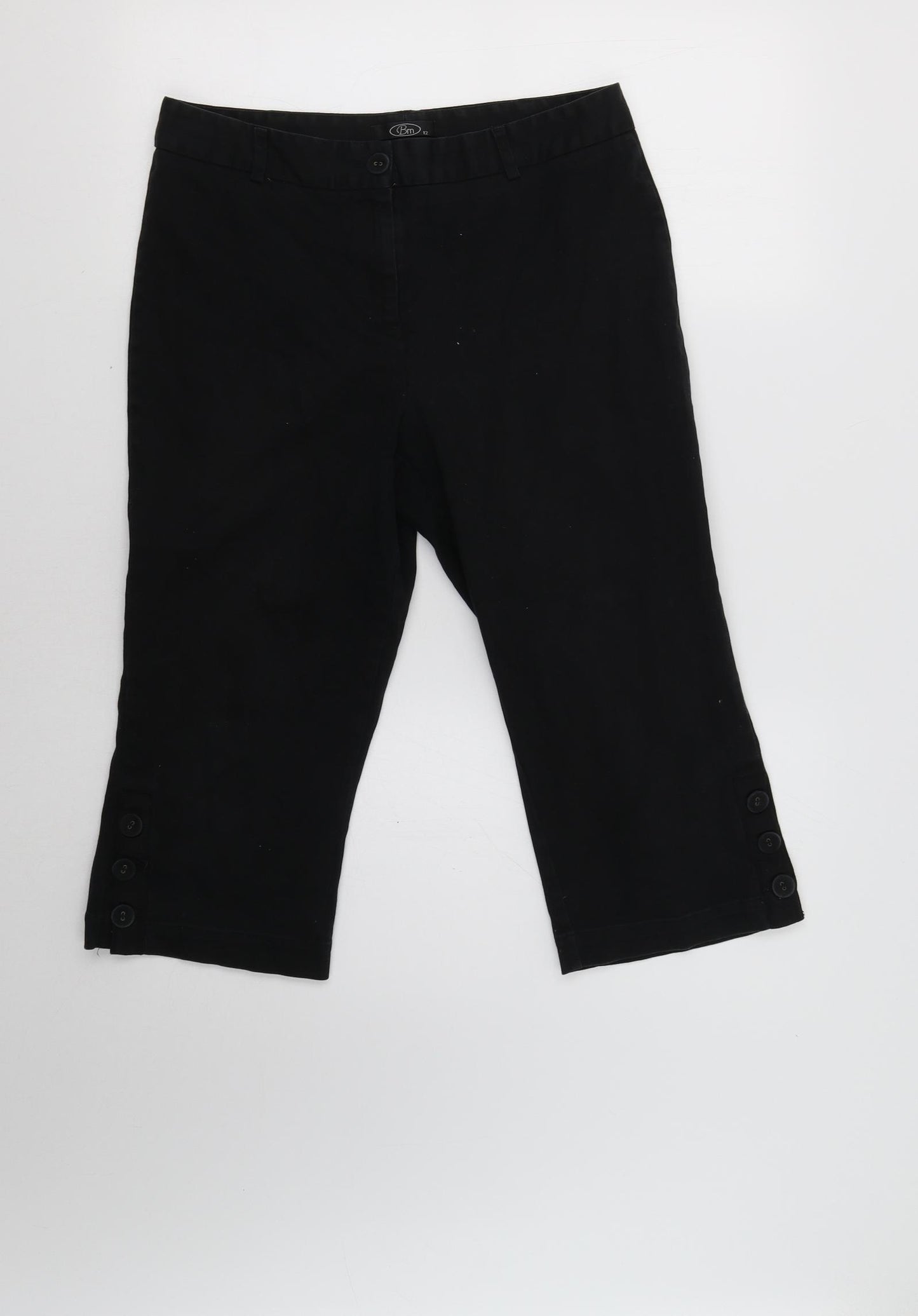 BM Womens Black   Cropped Trousers Size 12 L20 in