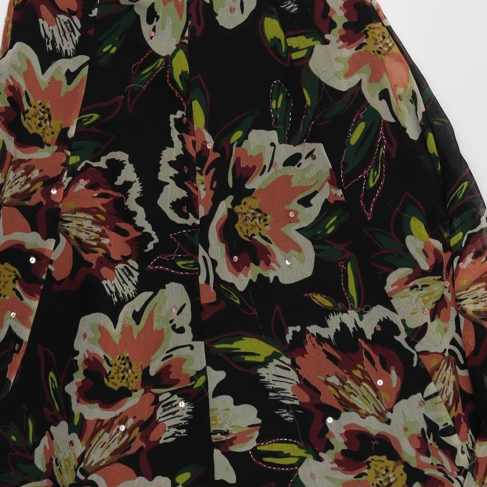 Primark Womens Black Floral  Flare Skirt Size 8