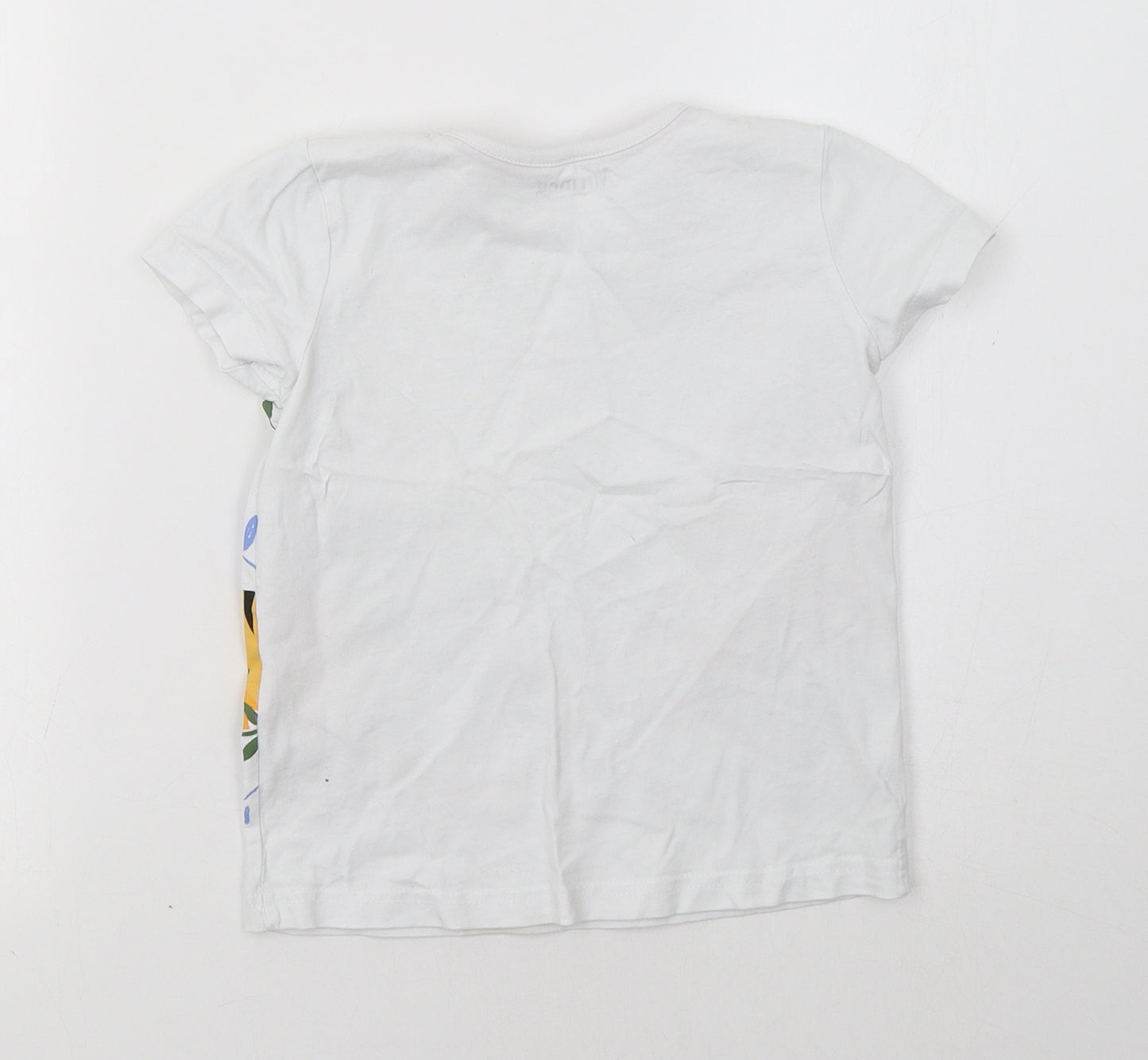 Nutmeg Girls White Floral  Basic T-Shirt Size 5-6 Years  - Tiger