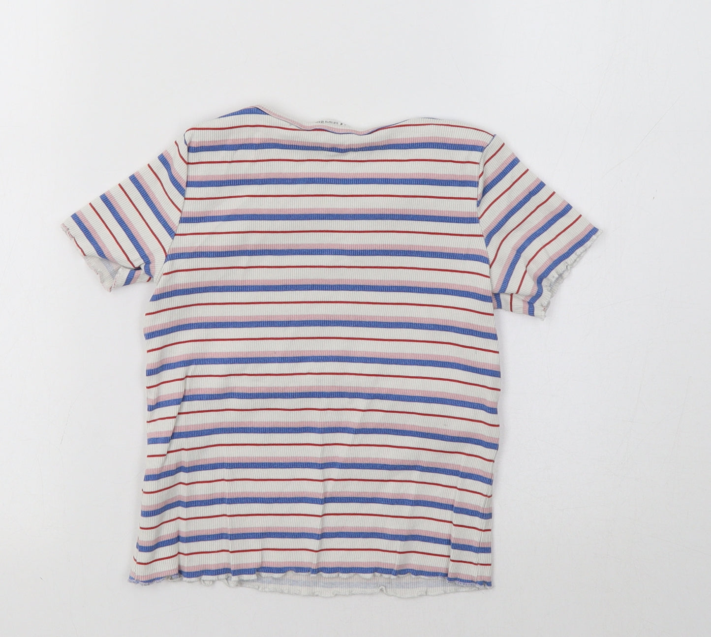 H&M Girls White Striped  Basic T-Shirt Size 5-6 Years