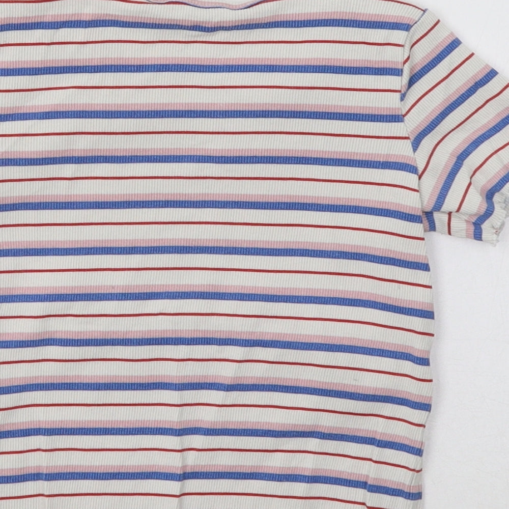 H&M Girls White Striped  Basic T-Shirt Size 5-6 Years