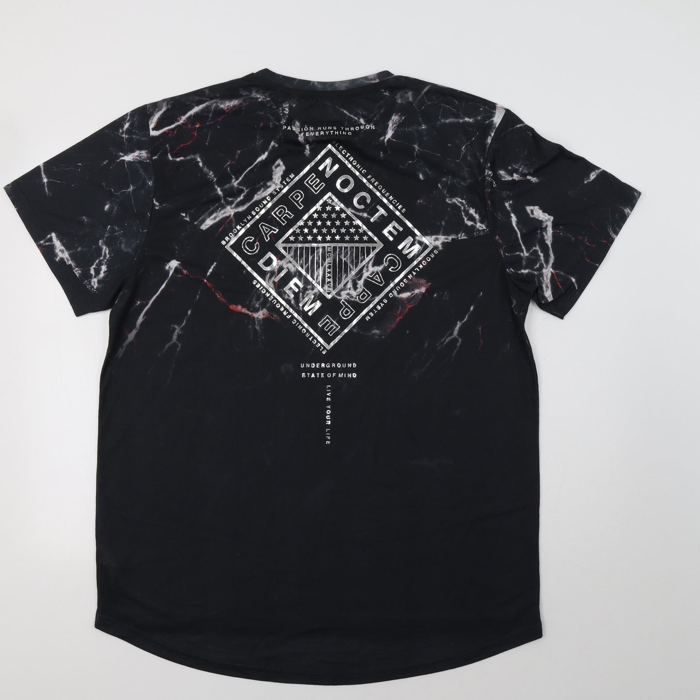 Primark Mens Black Geometric   T-Shirt Size 2XL
