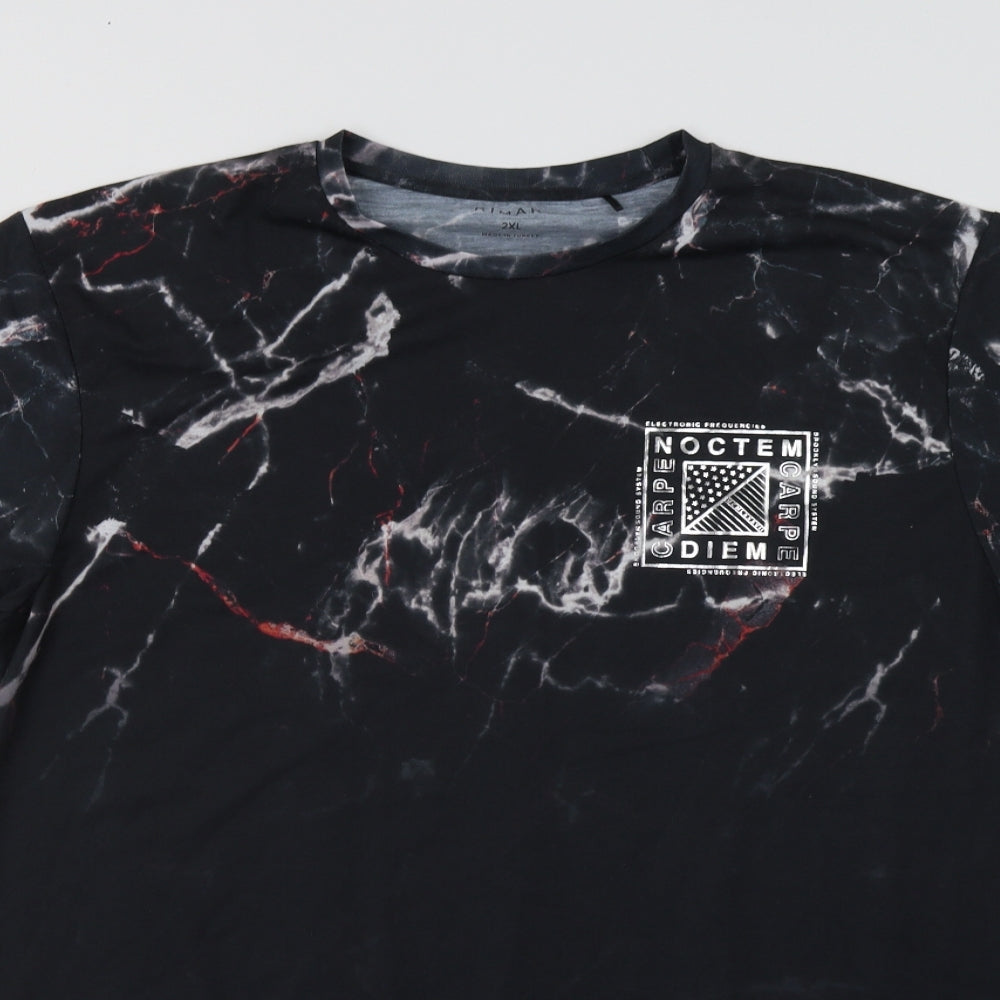 Primark Mens Black Geometric   T-Shirt Size 2XL