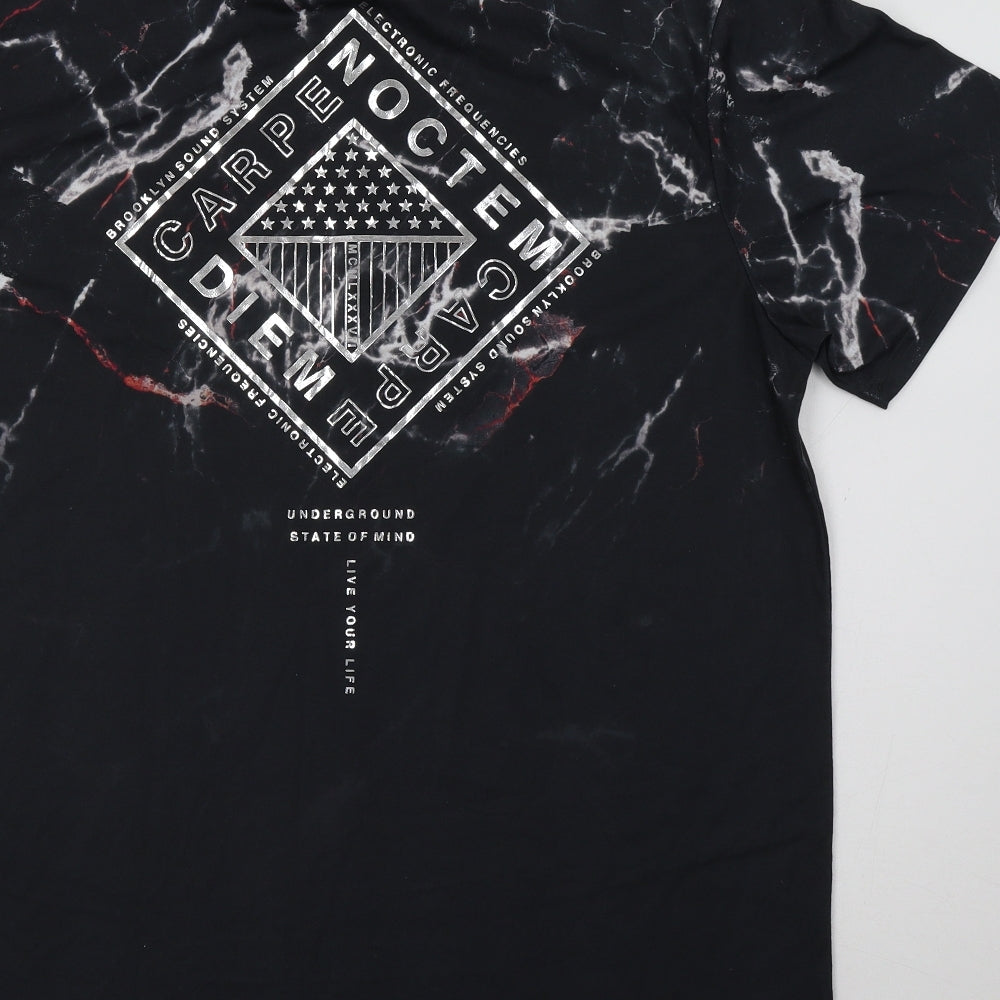 Primark Mens Black Geometric   T-Shirt Size 2XL