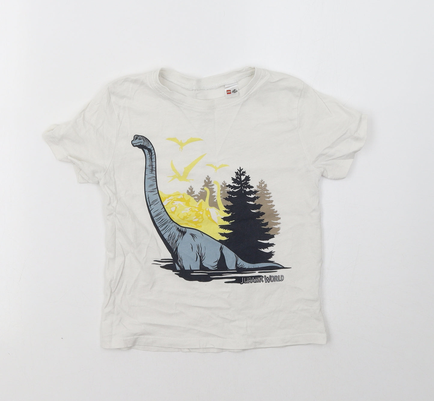 LEGO Boys White   Basic T-Shirt Size 4-5 Years  - Jurrasic World