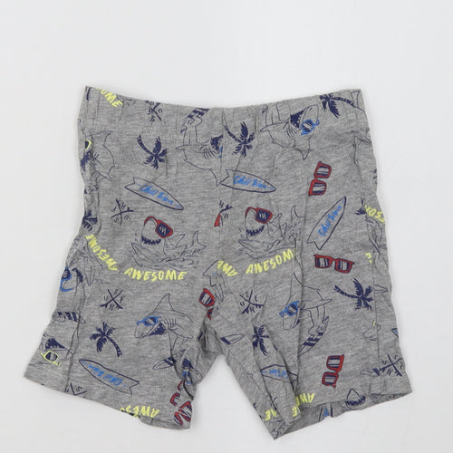 Preworn Boys Grey Geometric  Sweat Shorts Size 5-6 Years