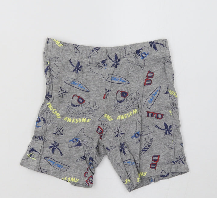 Preworn Boys Grey Geometric  Sweat Shorts Size 5-6 Years