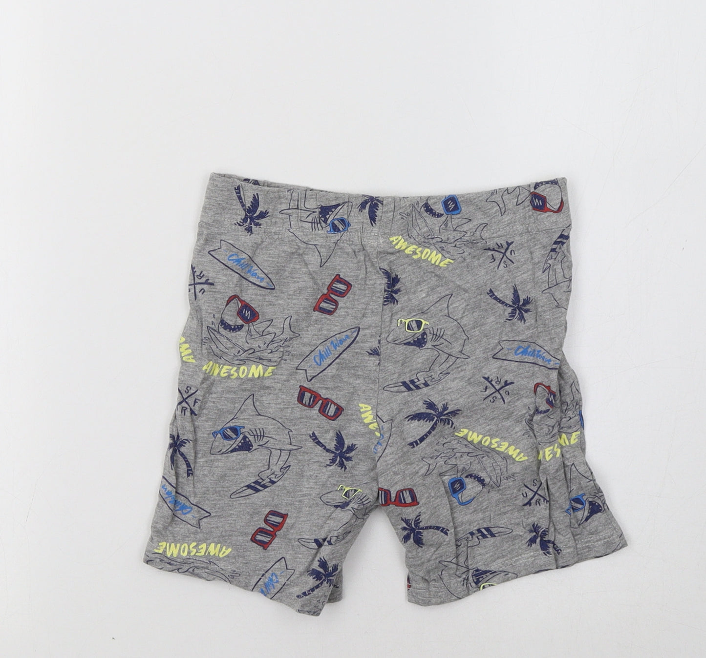 Preworn Boys Grey Geometric  Sweat Shorts Size 5-6 Years
