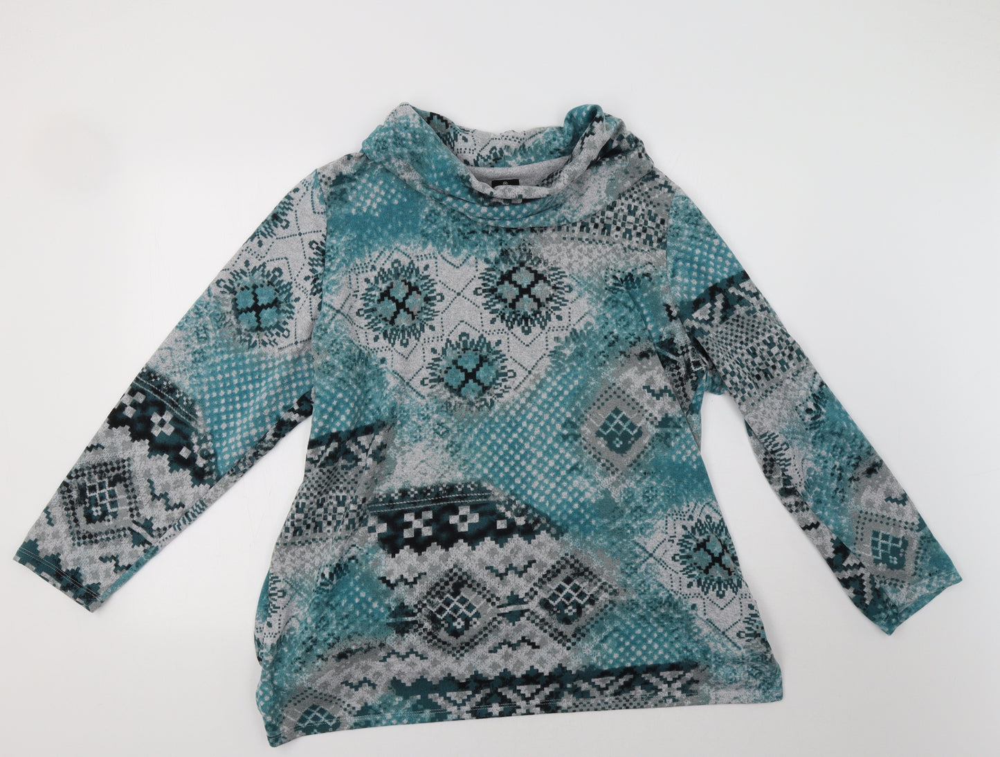 Tigi Womens Green Geometric  Pullover Jumper Size 22
