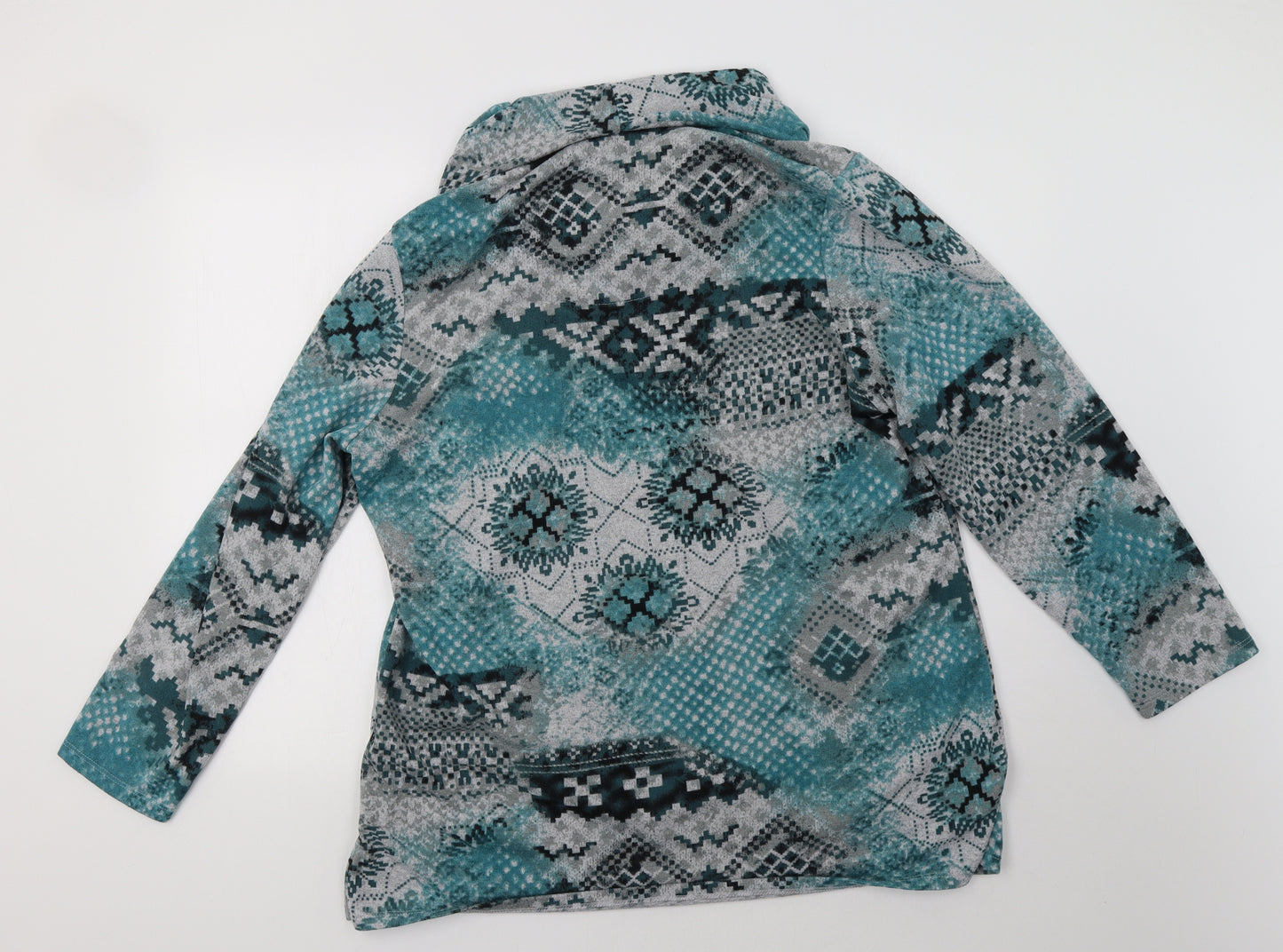 Tigi Womens Green Geometric  Pullover Jumper Size 22