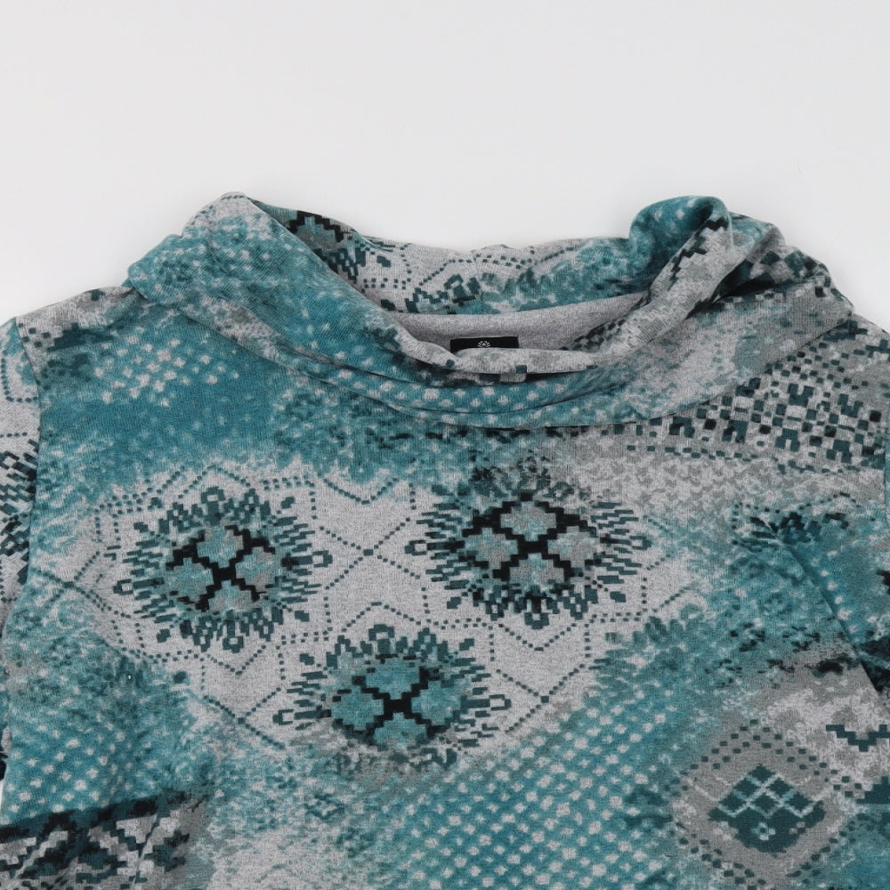 Tigi Womens Green Geometric  Pullover Jumper Size 22
