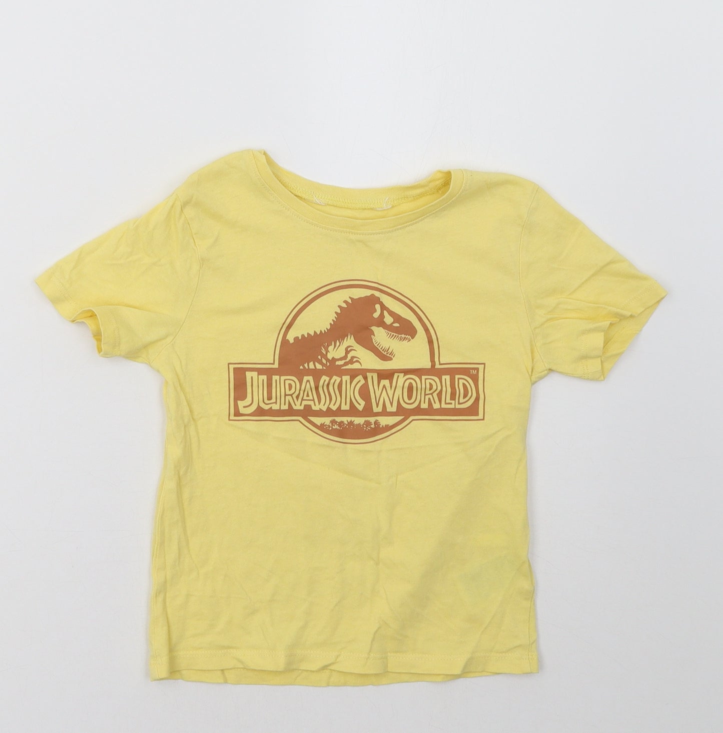 H&M Boys Yellow   Basic T-Shirt Size 4-5 Years  - Jurassic World