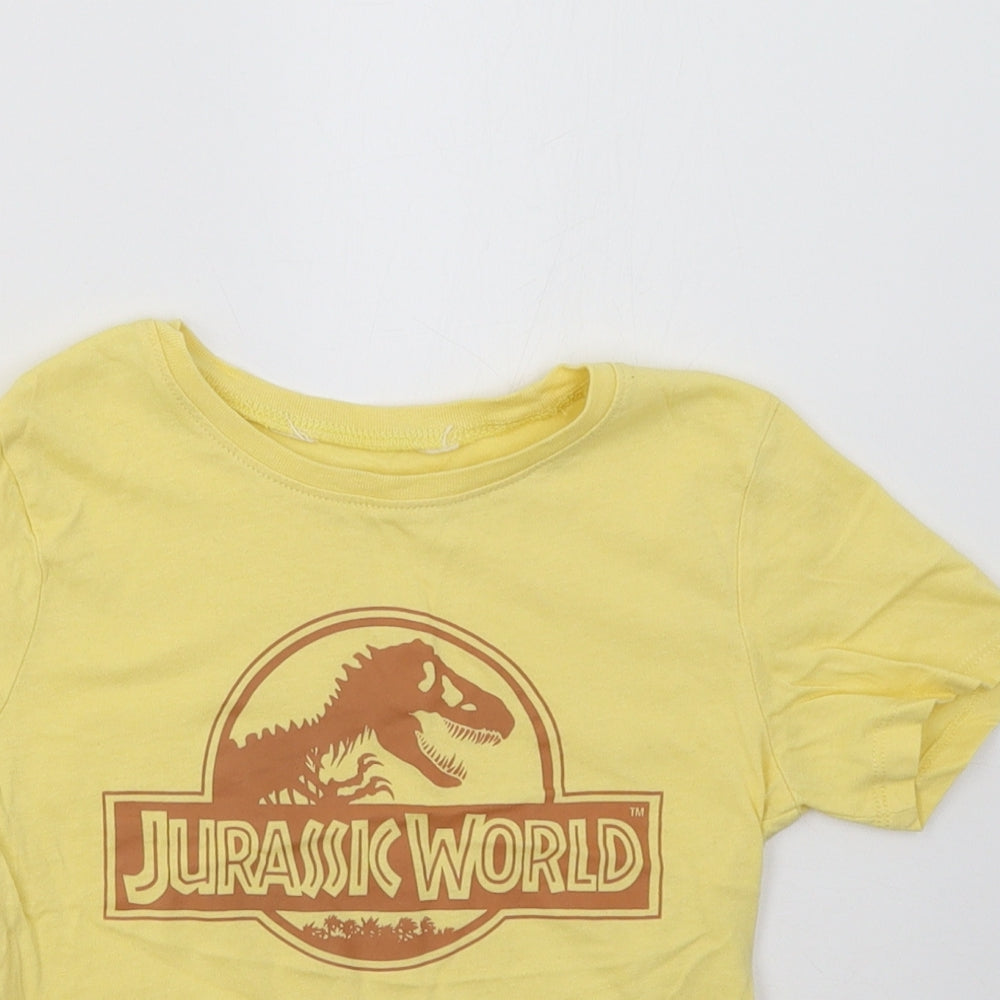H&M Boys Yellow   Basic T-Shirt Size 4-5 Years  - Jurassic World