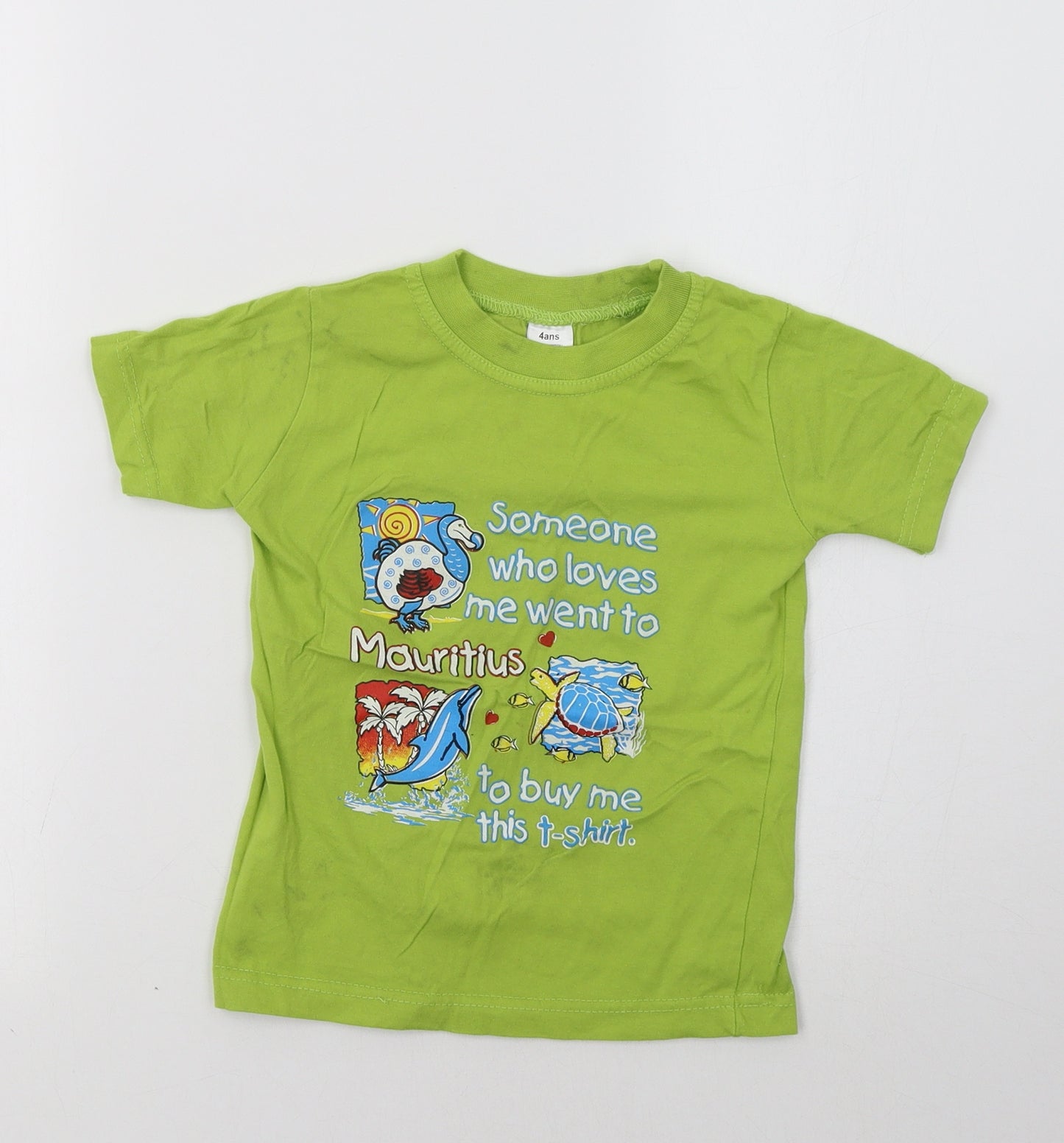Preworn Girls Green   Basic T-Shirt Size 4 Years  - Mauritius