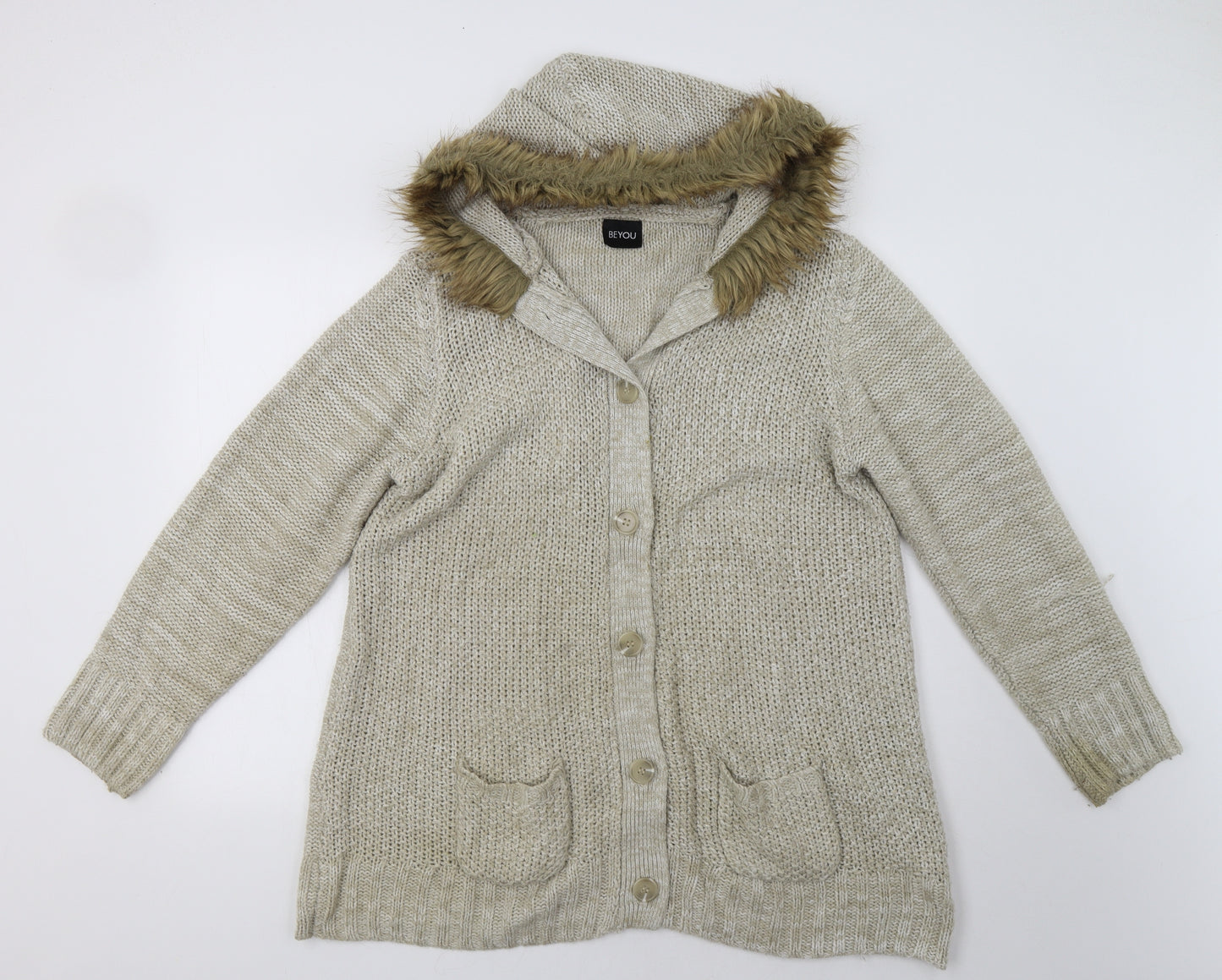 Be You Womens Beige   Cardigan Jumper Size L