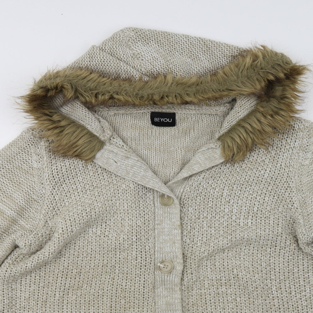 Be You Womens Beige   Cardigan Jumper Size L