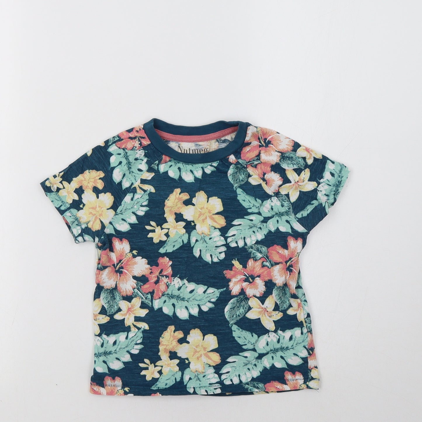 Nutmeg Girls Blue Floral  Basic T-Shirt Size 2-3 Years