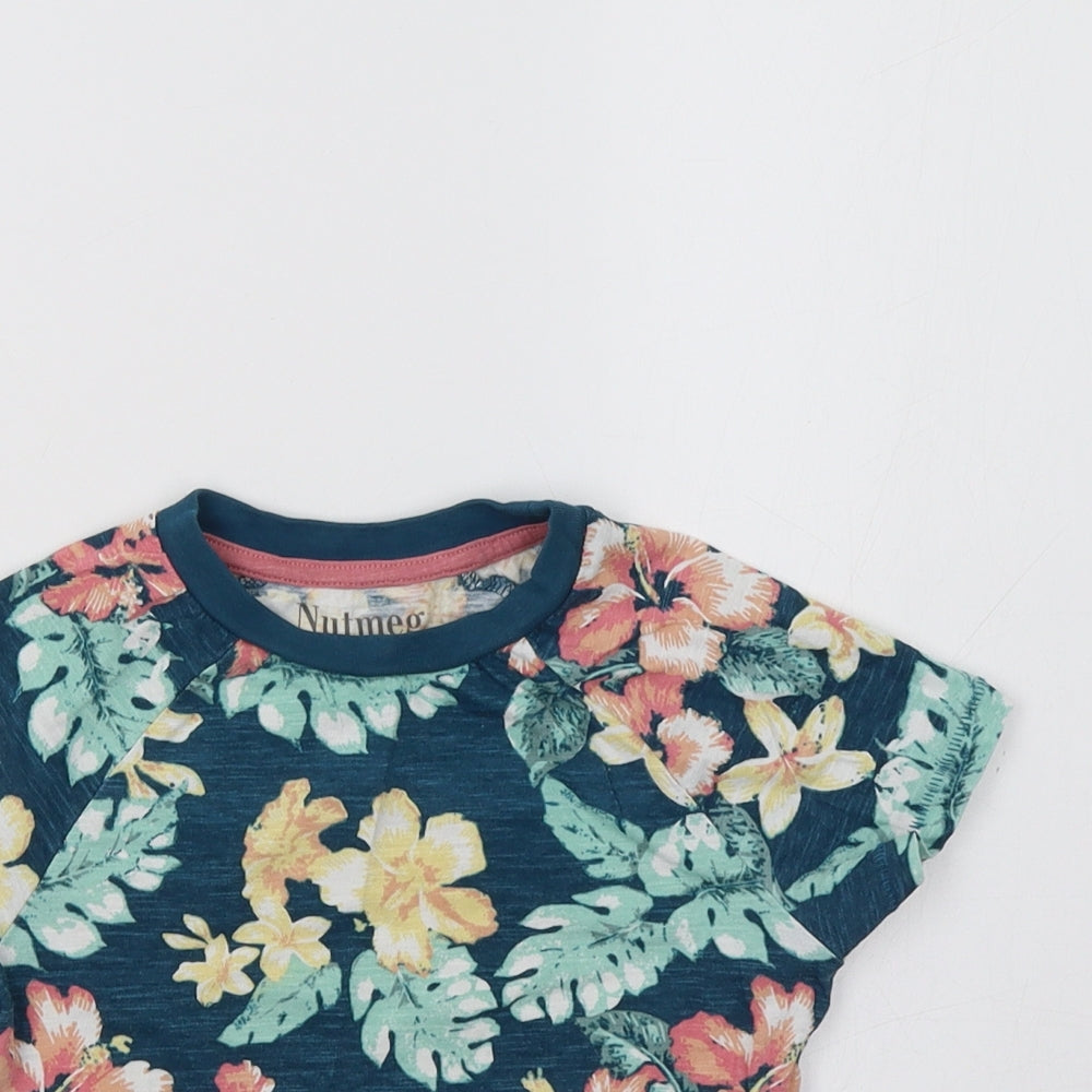 Nutmeg Girls Blue Floral  Basic T-Shirt Size 2-3 Years