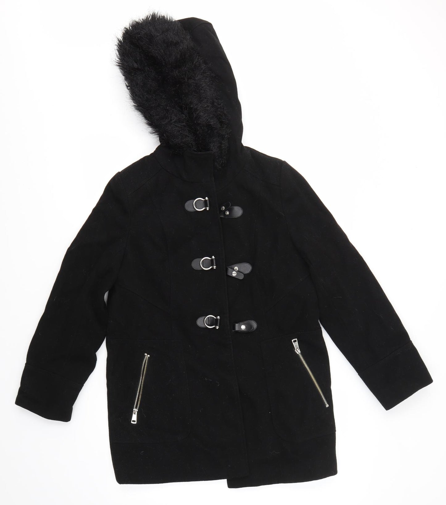 M&Co Womens Black   Overcoat Coat Size 10