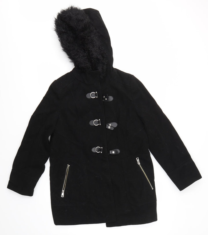 M&Co Womens Black   Overcoat Coat Size 10
