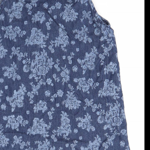 Mango Womens Blue Floral  Basic Blouse Size S