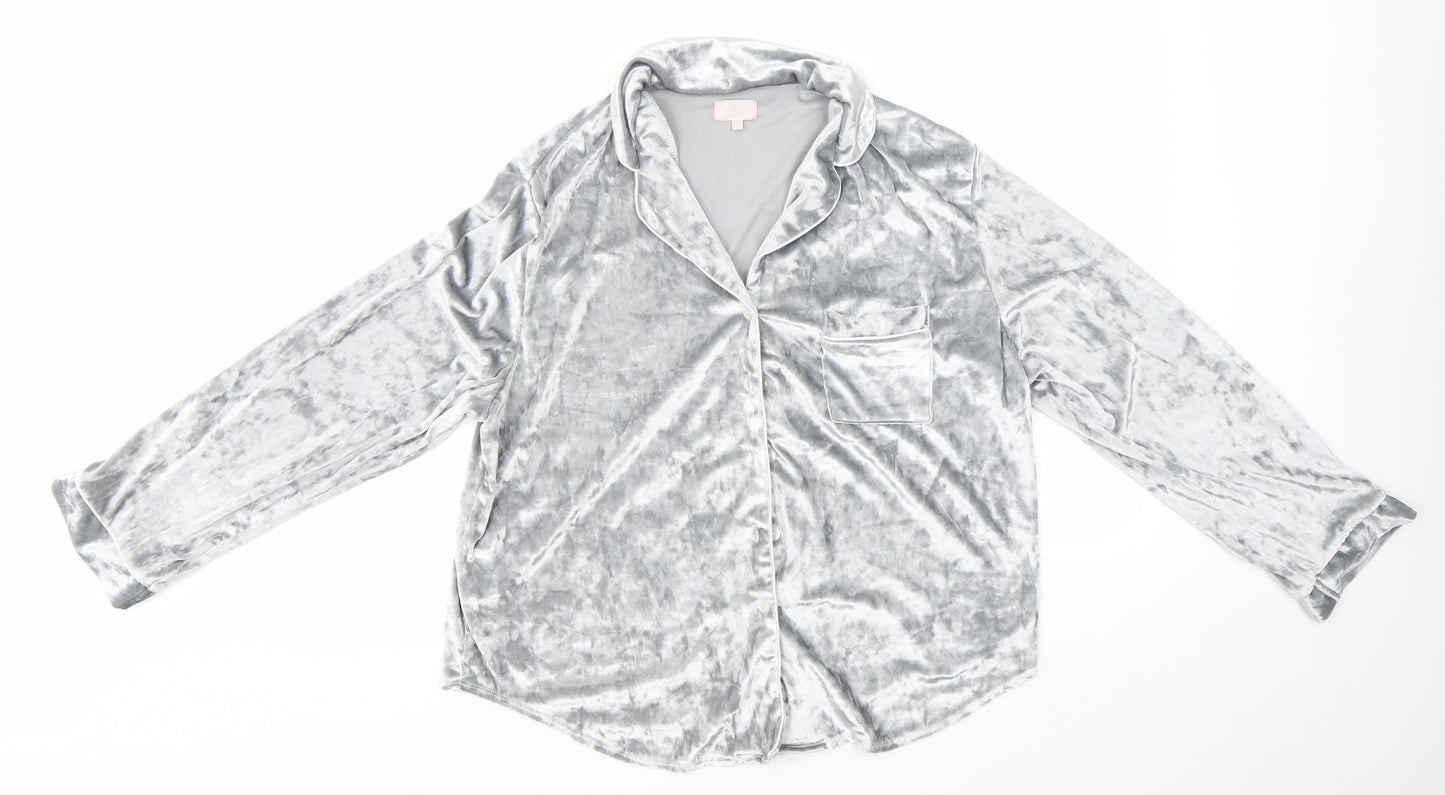 La Mode Womens Silver Solid  Top Pyjama Top Size 14