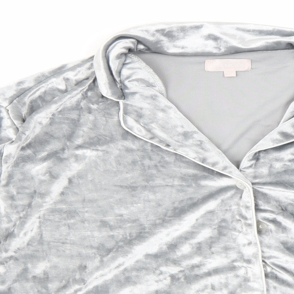 La Mode Womens Silver Solid  Top Pyjama Top Size 14