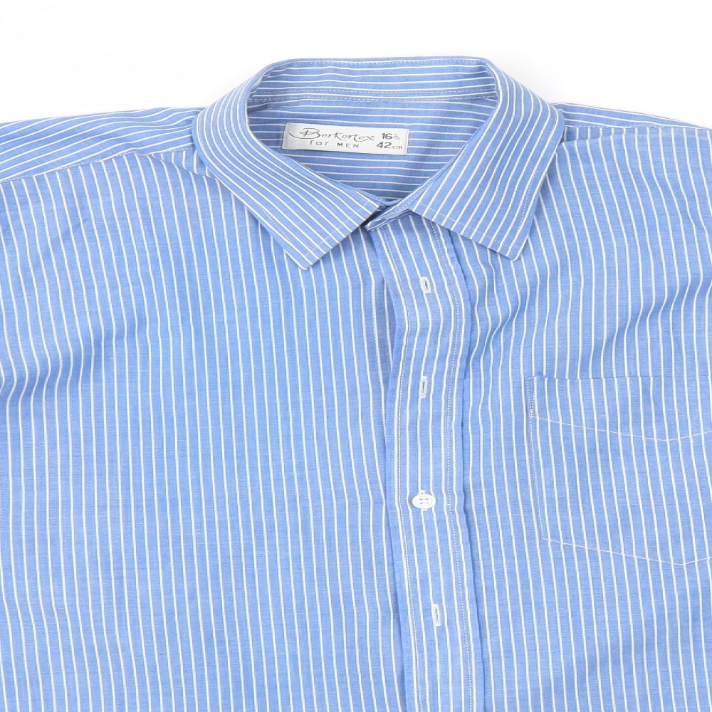 Berkertex Mens Blue Striped   Dress Shirt Size 16.5