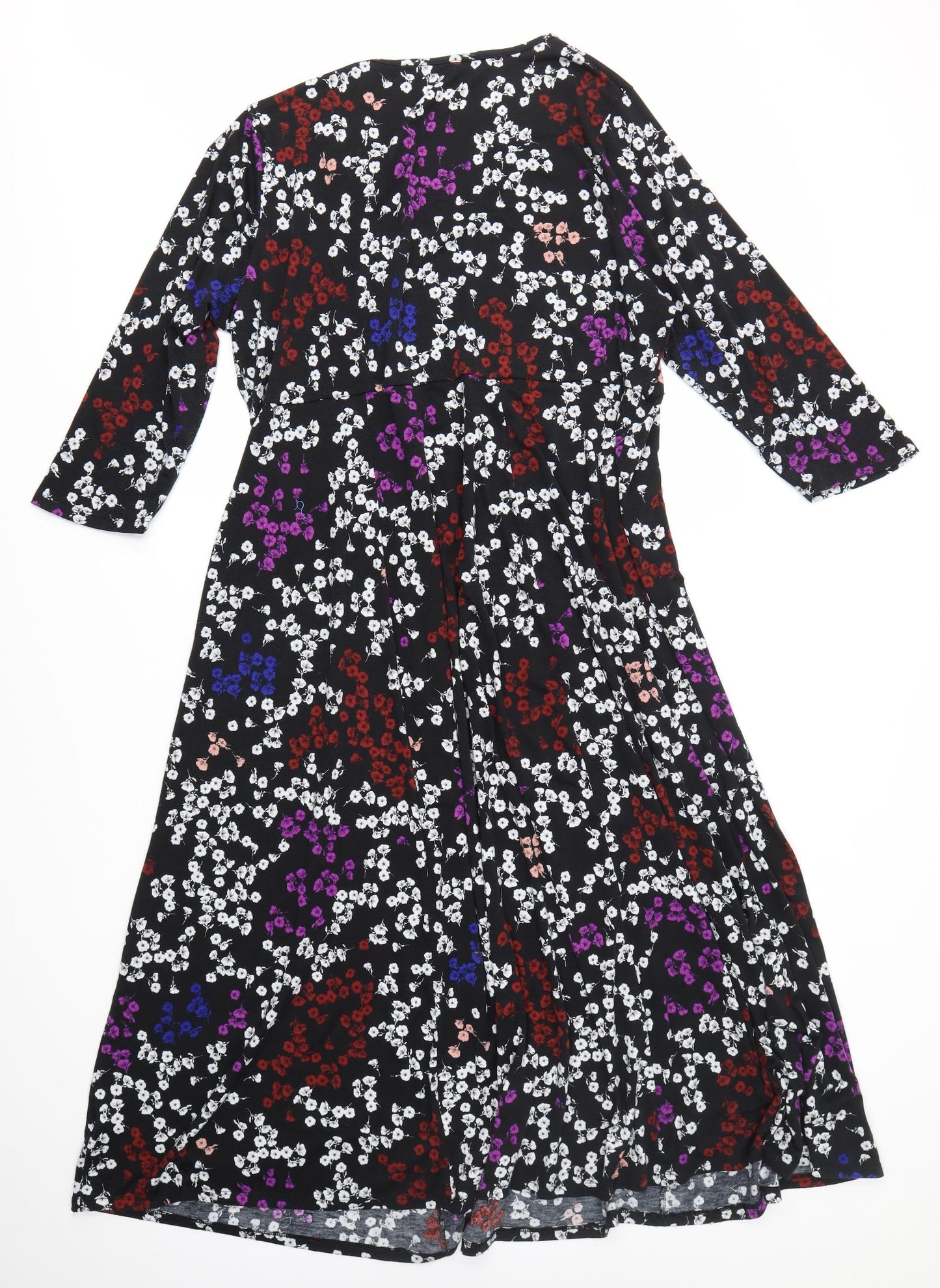 Preworn Womens Black Floral  A-Line  Size 22