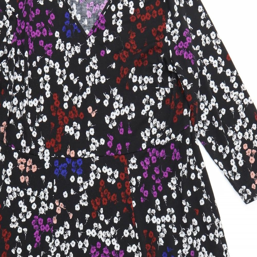 Preworn Womens Black Floral  A-Line  Size 22
