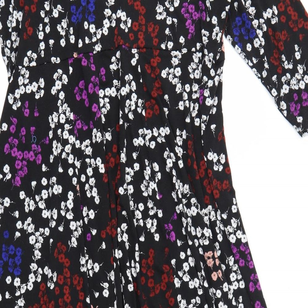 Preworn Womens Black Floral  A-Line  Size 22