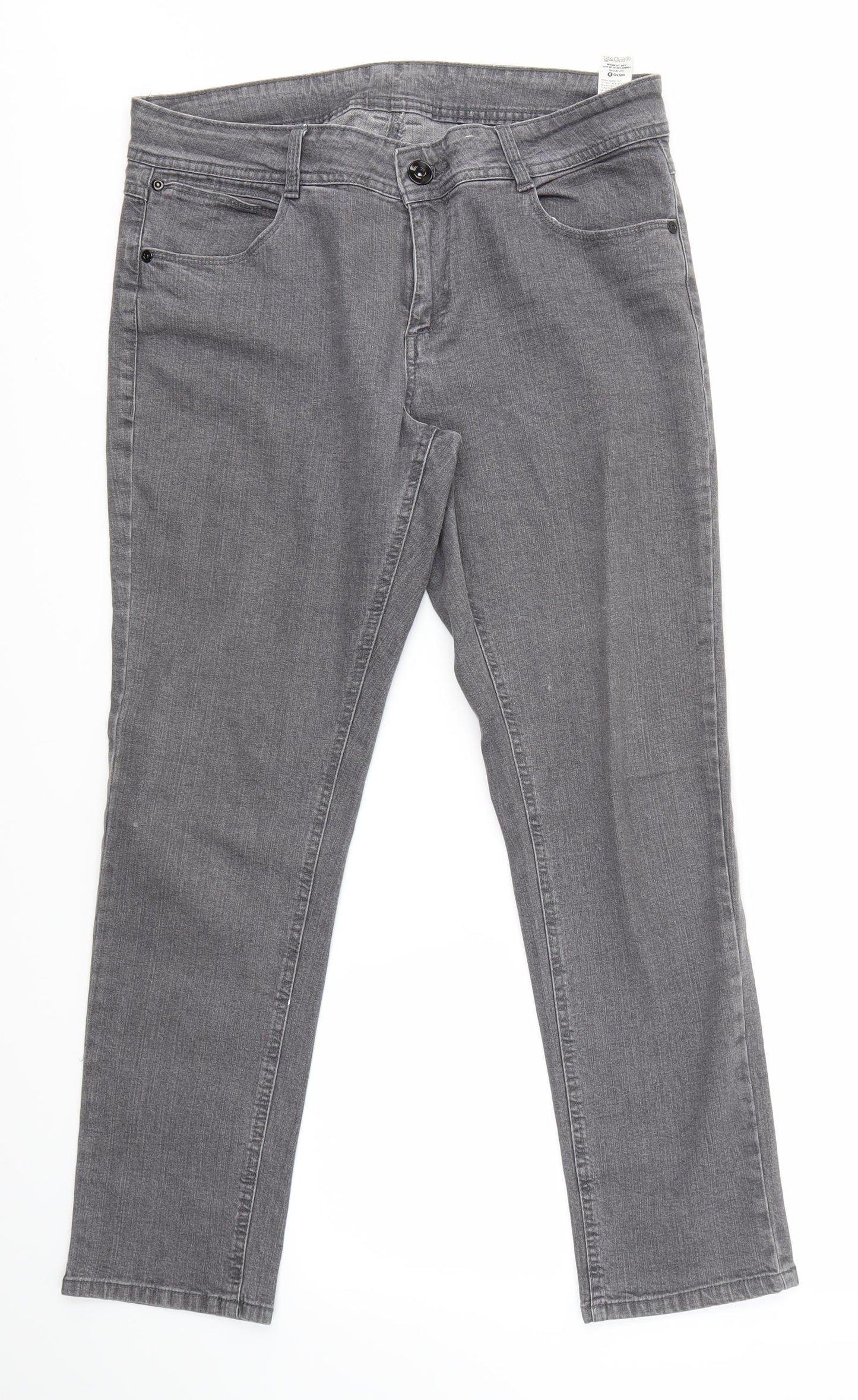 M&S Womens Grey   Straight Jeans Size 14 L27 in - Short