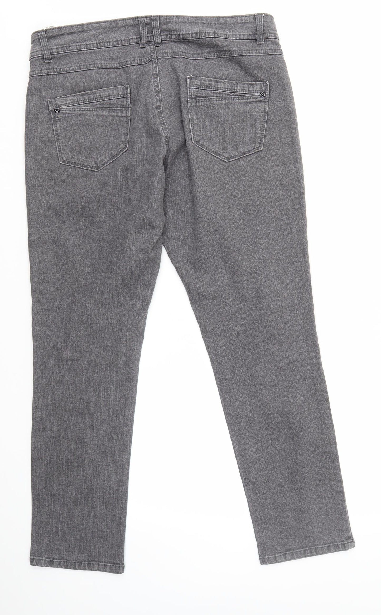 M&S Womens Grey   Straight Jeans Size 14 L27 in - Short
