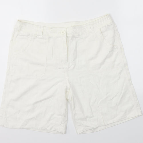 M&S Womens White   Boyfriend Shorts Size 14