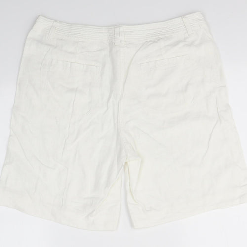 M&S Womens White   Boyfriend Shorts Size 14
