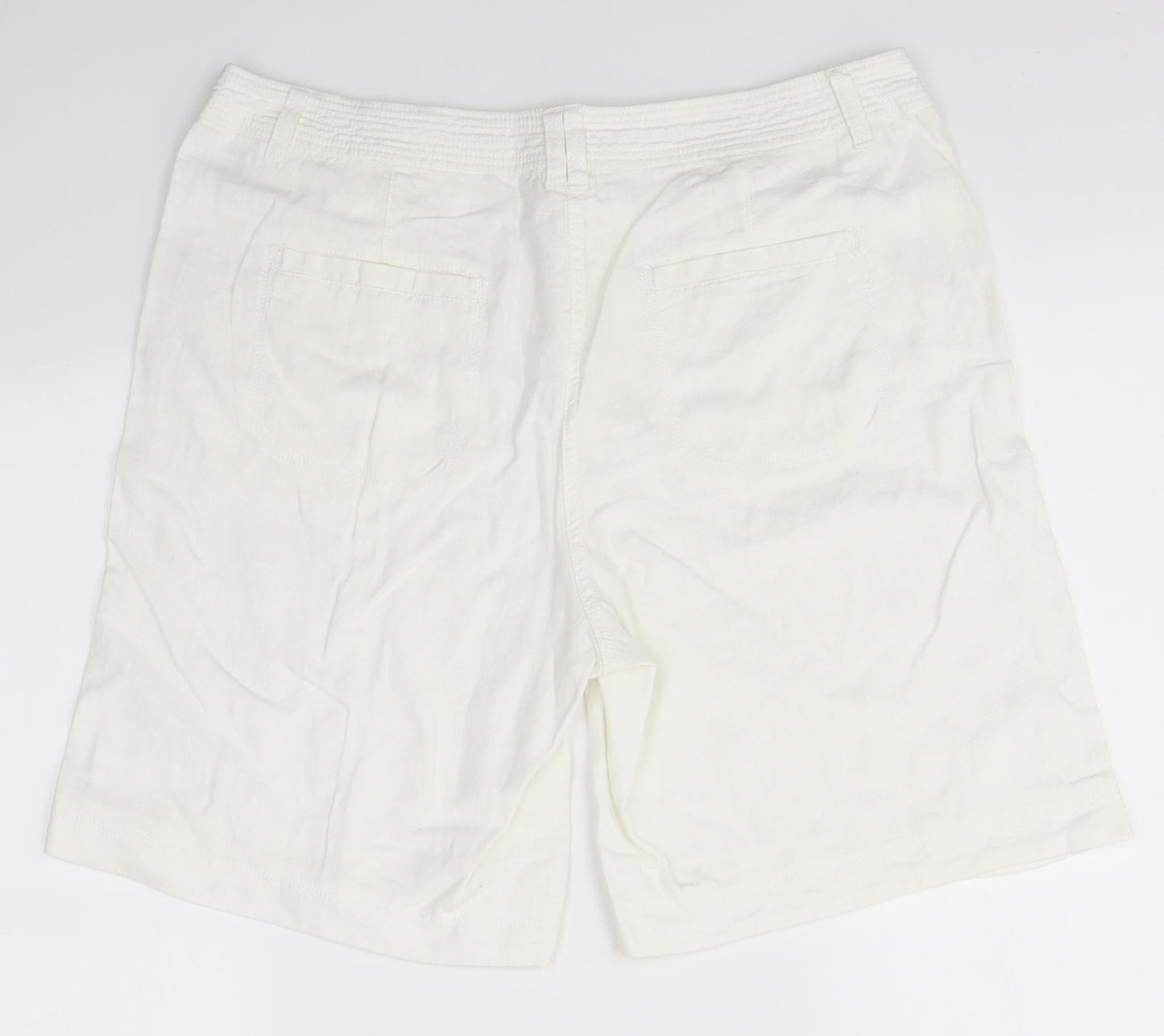 M&S Womens White   Boyfriend Shorts Size 14