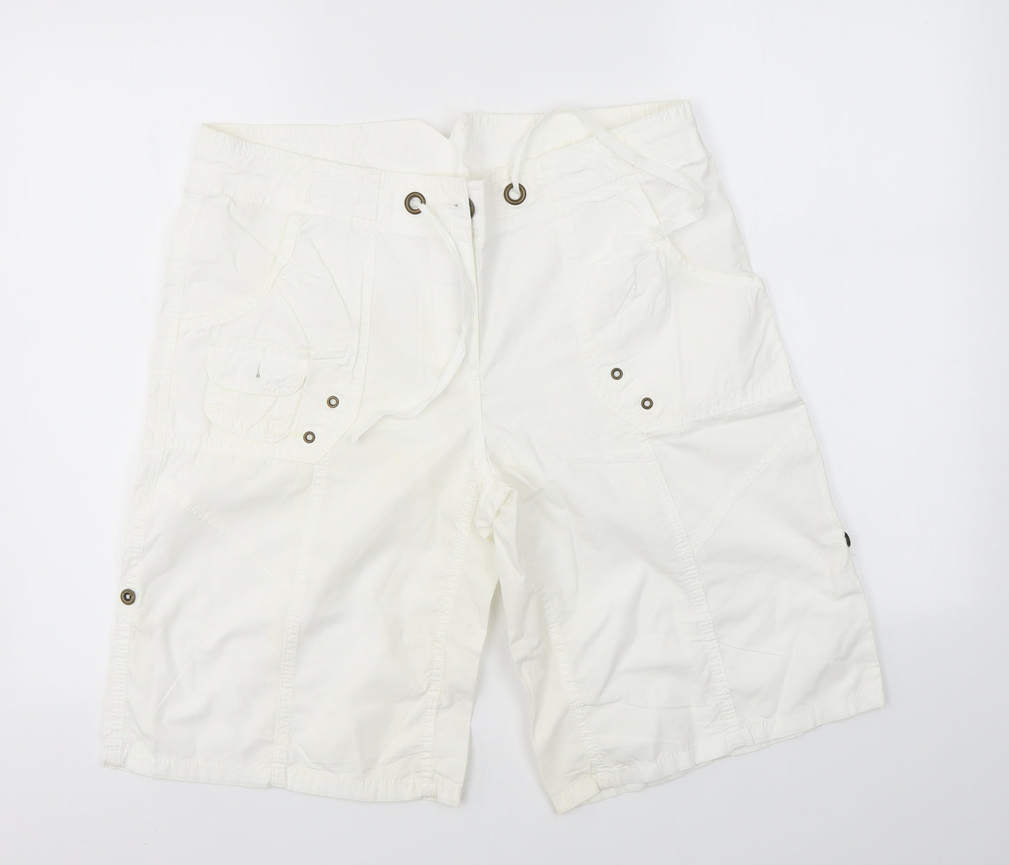 M&S Womens White   Boyfriend Shorts Size 14