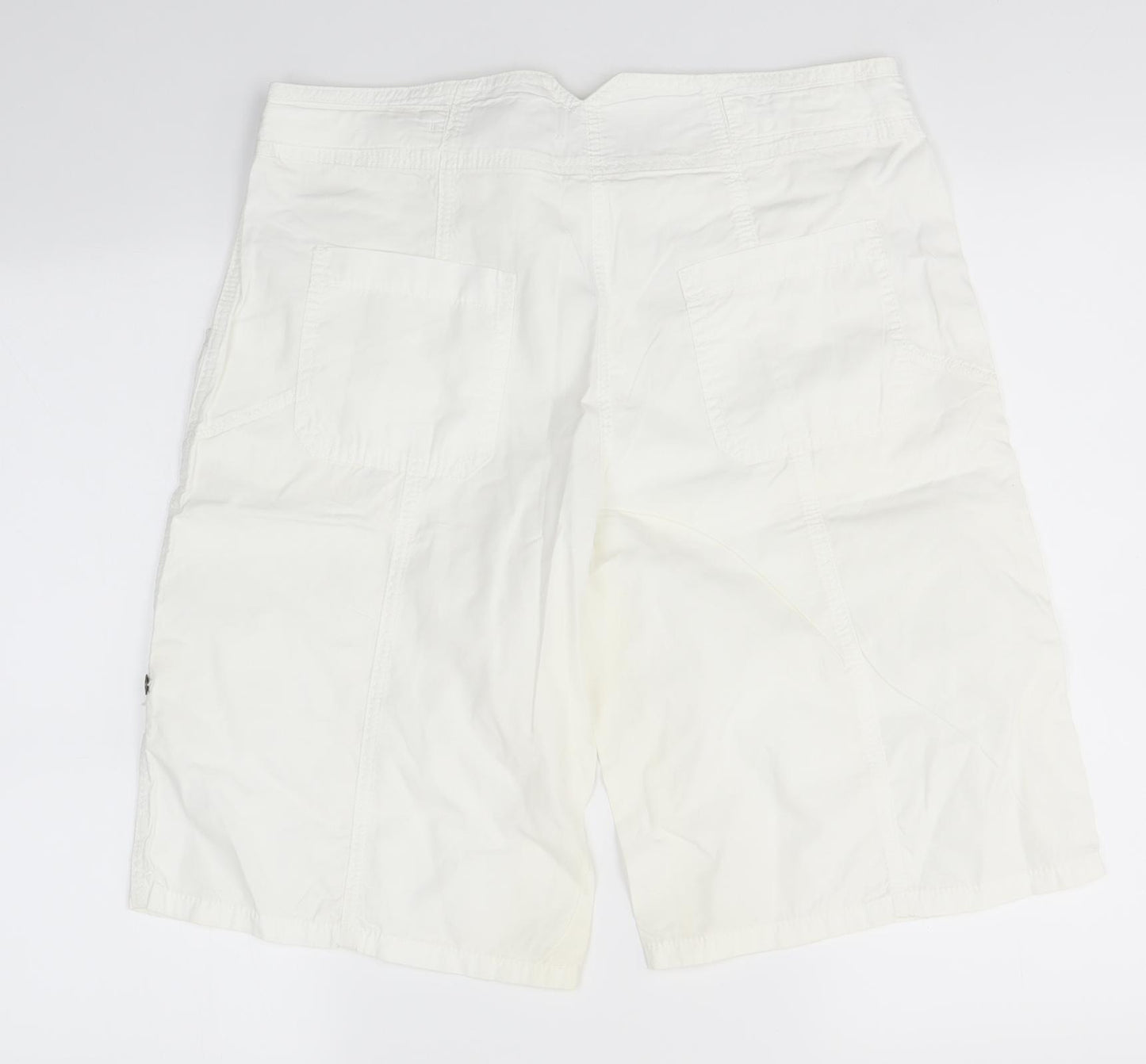 M&S Womens White   Boyfriend Shorts Size 14
