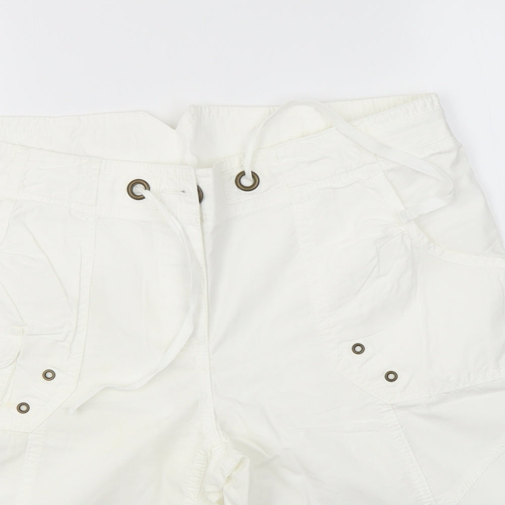 M&S Womens White   Boyfriend Shorts Size 14