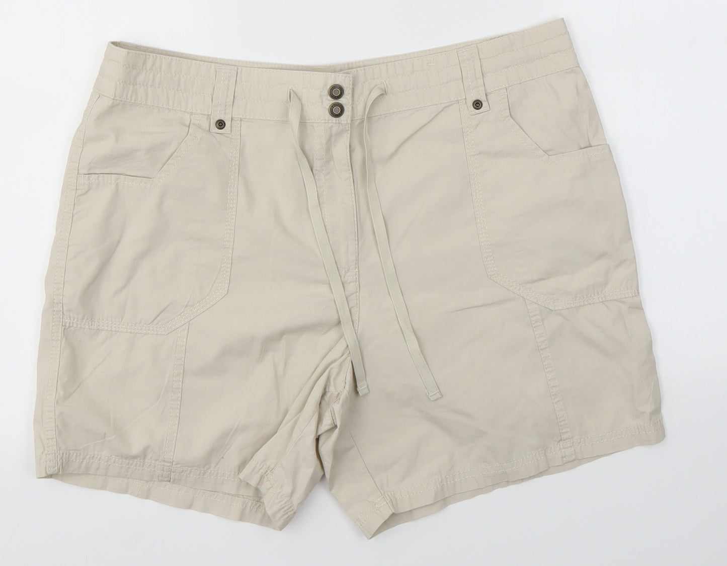 M&S Womens Beige   Boyfriend Shorts Size 16