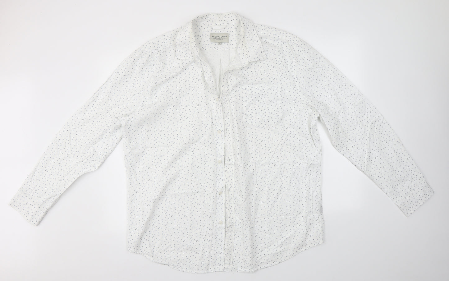 Racing Green Mens White    Button-Up Size XL
