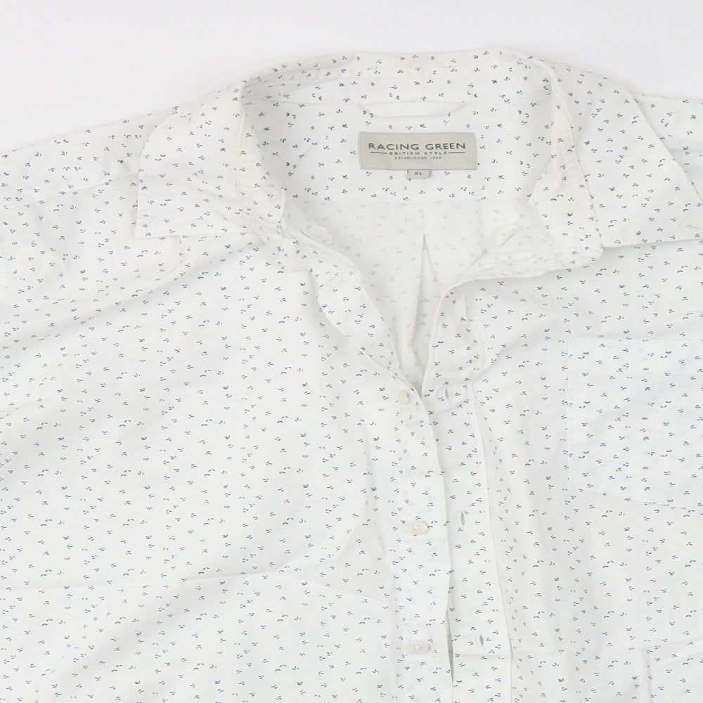 Racing Green Mens White    Button-Up Size XL