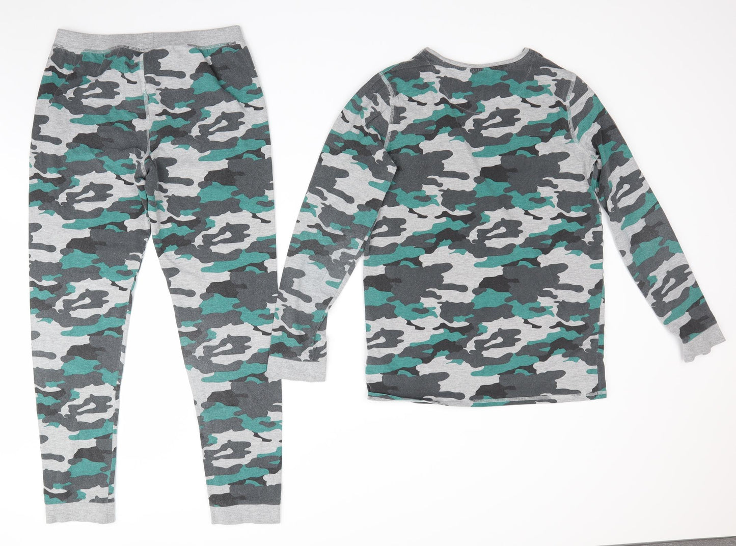 Marks and Spencer Boys Grey Camouflage   Pyjama Set Size 13-14 Years