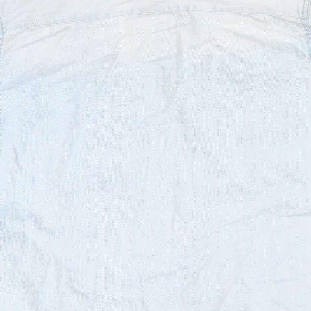 Zara Womens Blue  Denim Basic Button-Up Size 10  - Pearl Like Buttons